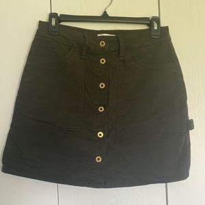 Good American Olive Green Denim Mini Skirt